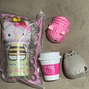 Hello Kitty & Pusheen tin set of 4 McDonald’s Cup Squishy pink cat